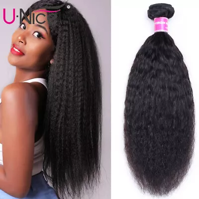 UNice Hair Brazilian Kinky Yaki Straight Human Hair Extensions Bundle Hair Weave • $43.38