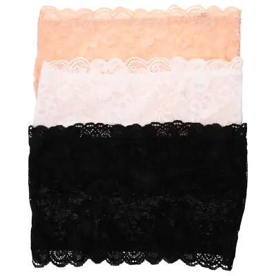  3 Pcs M Woman Stretchy Bandeau Bra Modesty Panel Vest Lace Unlined Strapless • £8.75