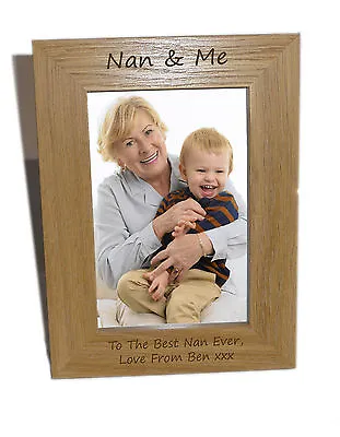 Nan & Me Wooden Photo Frame 4x6 - Personalise This Frame - Free Engraving • £11.99