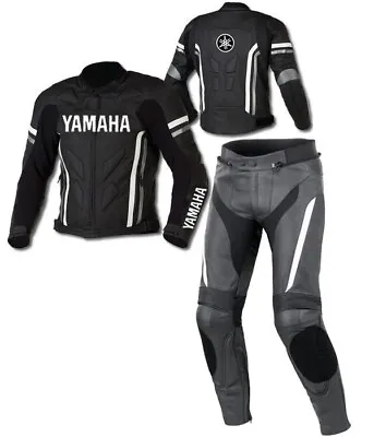 YAMAHA Racing Motorcycle Biker Leather Suit Men Motorbike Leather Jacket Trouser • $286.36