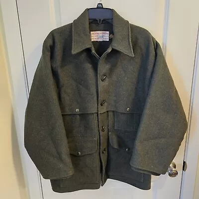 Vintage CC FILSON Double MACKINAW CRUISER Jacket 100% Wool Olive 40M Style 83 • $350