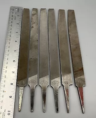 6 Vtg 8” Metal Files Nicholson Heller Simonds Mill Bastard Knife Half-Round Lot • $34.99