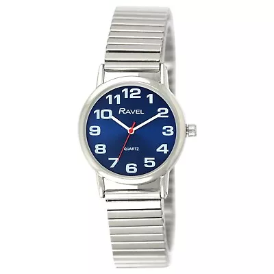 Men's Classic Bold Easy Read Expander Bracelet Watch - Navy Blue / Silver • £8.45