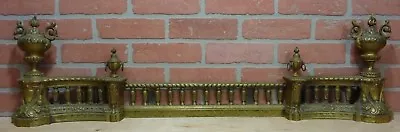 Antique Brass Fireplace Fender Beautiful Patina Ornate 3 Pc Design Adj 28 -46  • $895