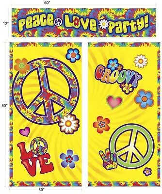 £14.23 • Buy Hippie Decor 60's Decades Retro Woodstock Theme Party Decoration Backdrop Set