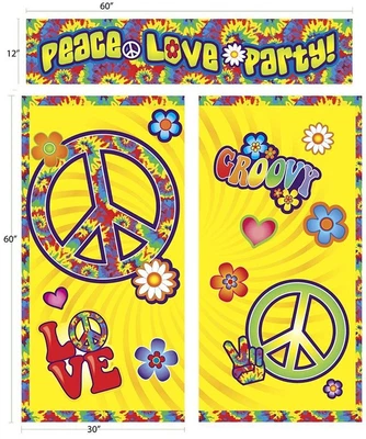 £14.23 • Buy Hippie Decor 60's Decades Retro Woodstock Theme Party Decoration Backdrop Set