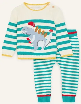 £28 • Buy Monsoon Baby Boys Christmas Dino Knit Set Age 6-9 Months *BNWT*