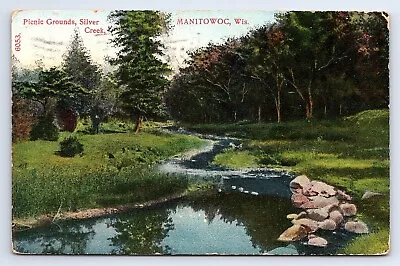 Postcard Picnic Grounds Silver Creek Manitowoc Wisconsin WI C.1911 • $4.04