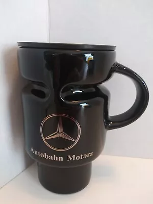 Mercedes Autobahn Motors Travel Mug W/ Lid Black & Silver • $29.99