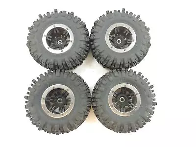 4x Scale 4x4 Mud Slingers 1/10 RC Crawler Tires On 12mm Hex Beadlock Wheels Used • $44.99