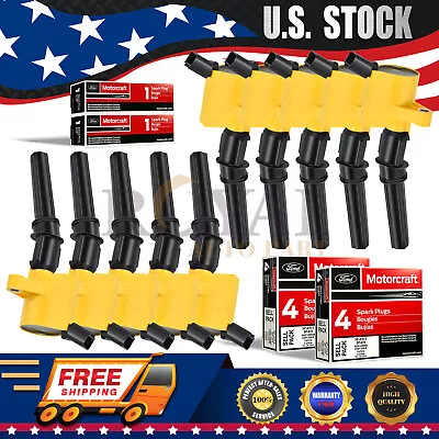 10 Ignition Coils & Platinum Spark Plugs For Ford E350 E450 F350 DG508 6.8L V10 • $108.87