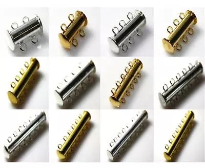 2 3 4 5 6 7 8 STRAND MAGNETIC SLIDE LOCK CLASPS SILVER Or GOLD PLATED • £2.99