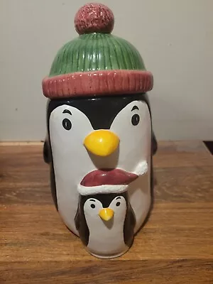 Blizzard Cook Club Penguins 90s Ceramic Cookie Jar Shivers And Little Shivers • $16