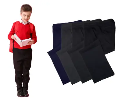 SCHOOL TROUSERS BOYS Age 2-16 EX-High Street UNIFORM Adj Waist Blue Black Grey • £8.59
