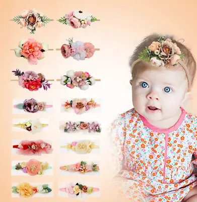 UK Handmade Newborn Baby Girls Flower Headband Infant Toddler Knot Hair Band • £3.99