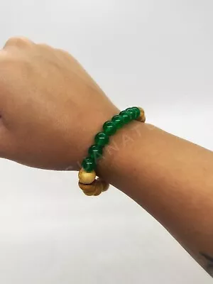 9mm Palo Santo With Green Agate Beads Hand-crafted Bracelet • $14.99