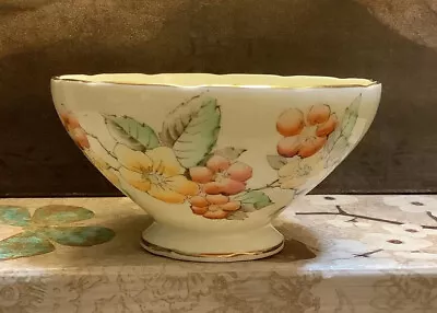 Vintage~Foley China~Pedestal Fruit/Dessert Cup~Orange/Yellow Floral~Bone China~ • $17.99