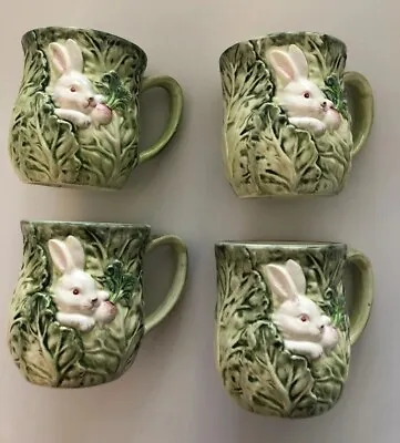 Set Of 4 Vtg Shafford Rabbit Patch Cabbage Easter Spring Embossed Coffee Mugs • $29.95