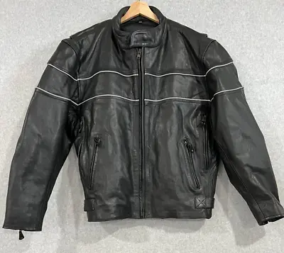 Vintage Leather King Men's Size 48 THICK Black Motorcycle Jacket Thinsulate • $40