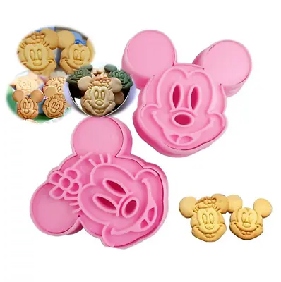 Mickey Cookie Cutter Minnie Mouse Shape Mold Cookie Stamp Set For Baking • $9.99