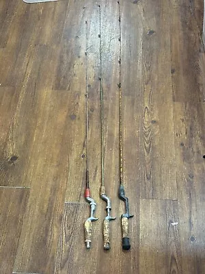 3 Vtg Fishing Pole 1-true Temper Steel 1-bristol Square Steel  1-no Brand Steel • $29.50