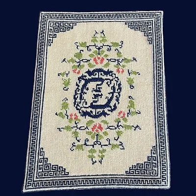 Dollhouse Miniature Petit Point Needlepoint Rug Oriental Blue Artisan 1:12 Vtg • $129