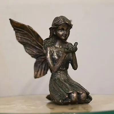 Kneeling Fairy Statue Bronze Finish | Nymph Cherub Indoor Garden Decor Ornament • £24.99