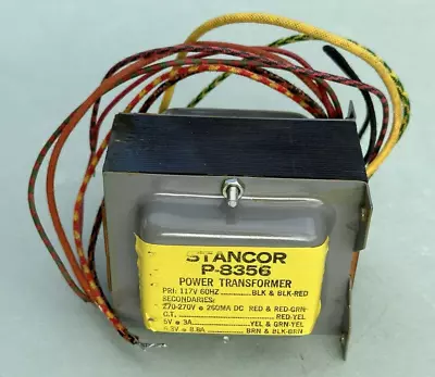 STANCOR P-8356 PLATE & FILAMENT TRANSFORMER 270-0-270 230mA  5V 6.3V ~ NOS • $140