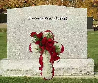 Cemetery Flowers Memorial Cross Red Roses • $59.99