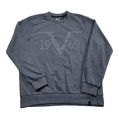 V 1969 Versace Italia Gray Long Sleeve Sweatshirt Logo Size Medium Cotton Blend  • $34.95