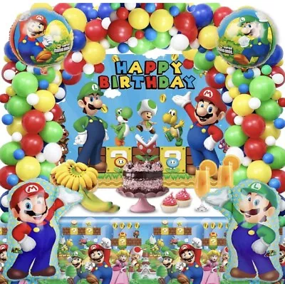 Mario Birthday Party Balloon Arch Balloons Backdrop READ • $14.99