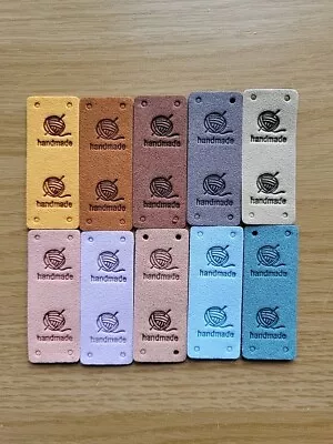 10x Faux Leather Yarn Handmade Labels Sew On 1 Of Each Colour  • £3.75