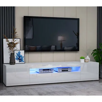 £139.90 • Buy 180/200cm Modern TV Stand Cabinet Unit High Gloss Doors W/LED Lights White/Black