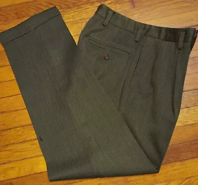 Vtg Men's Gap Premium Wool Olive Green  Pants 31x32 Pleated Cuffed Classic Lf08 • $14.95