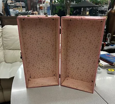 Vintage Pink Metal Doll Wardrobe / Travel Trunk / Carry Case • $20