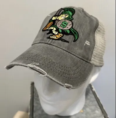 Michigan State Spartans Custom Gray Throwback Retro Distressed Hat • $20.99