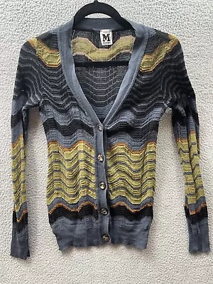 Missoni Italy Woman's Size 6 Cardigan Black Green Gray Brown Wool Blend READ: • $49