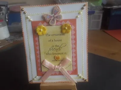 £2.49 • Buy Handmade Card Topper. Sentiment, Butterfly, Mulberry Flowers, Liquid Pearls.