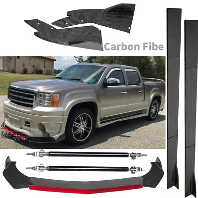 For GMC Sierra Carbon Fiber Front Bumper Lip Rear Splitter Spoiler Side Skirt • $159.99