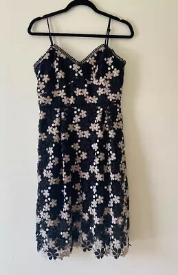 Anthropologie SHOSHANNA Basilica Lace Black Dress Size 8P • $40