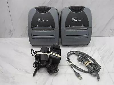 2 LOT - Zebra P4T Mobile Bluetooth WiFi Thermal Label Barcode Tag Printer + AC • $94.98