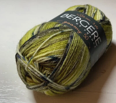 £4.80 • Buy Bergere De France Goomy 50 3ply 1x50g Yarn 75% Wool, Green, Imprim Jaun 29617