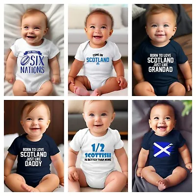 Scotland Babygrow Baby Vest Cute Custom Name Boys Girls Scottish World Cup Gift • £13.99
