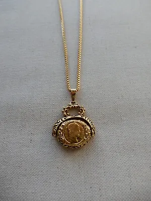 Vintage Goldette Ancient  Coin  Spinner Pendant Necklace 40  • $24.95