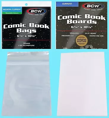 10 BCW CURRENT COMIC BOOK RESEALABLE BAGS & BACKING BOARDS Clear Archive Modern • $9.89