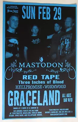 Mastodon - Red Tape - Three Inches Of Blood 2004 Original Concert Show Poster • $15