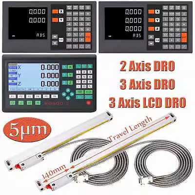 2/3 Axis Digital Readout DRO Display W/Linear Scale 5μm Glass Encoder Lathe Mill • $73.17