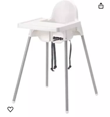 IKEA Antilop High Chair With Tray - Silver/White • £5.50