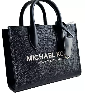 Michael Kors Mirella XS Shopper Zip Tote Crossbody Leather Bag Black • $119.95