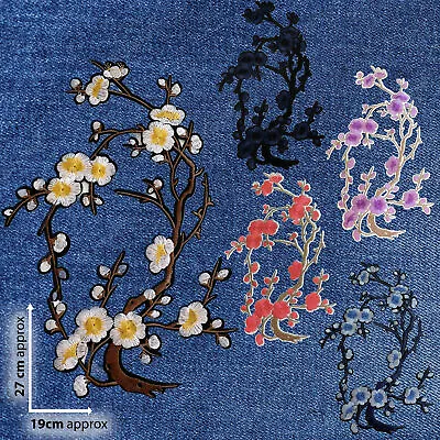 1pc Large Flower Embroidered Plum Patch Cloth Iron On Applique Craft Sew #2407 • $6.99